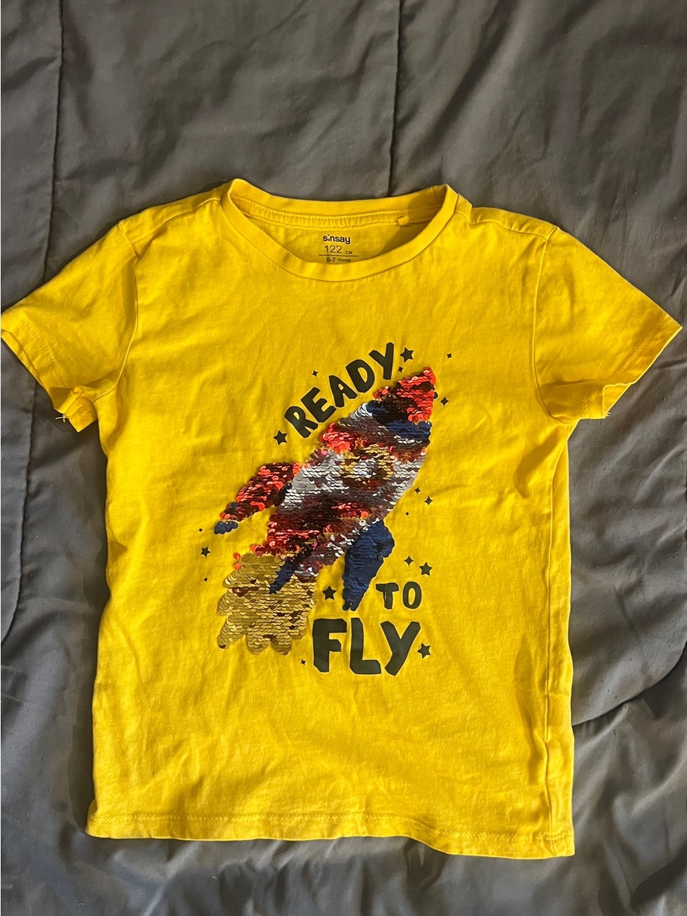Kids Ready to Fly Sequin Rocket Tee - Yellow